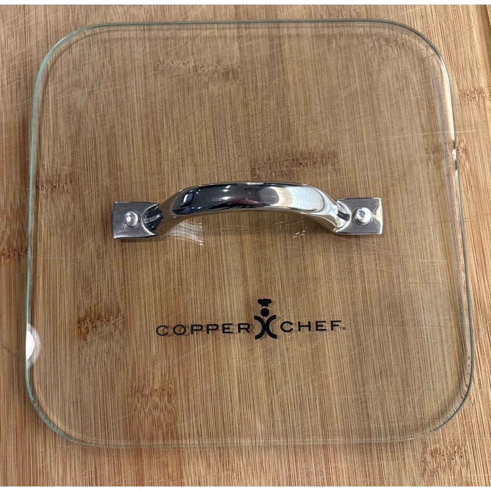 EUC GENUINE Copper Chef 8"x8" Flat Press Panini Lid glass replacement